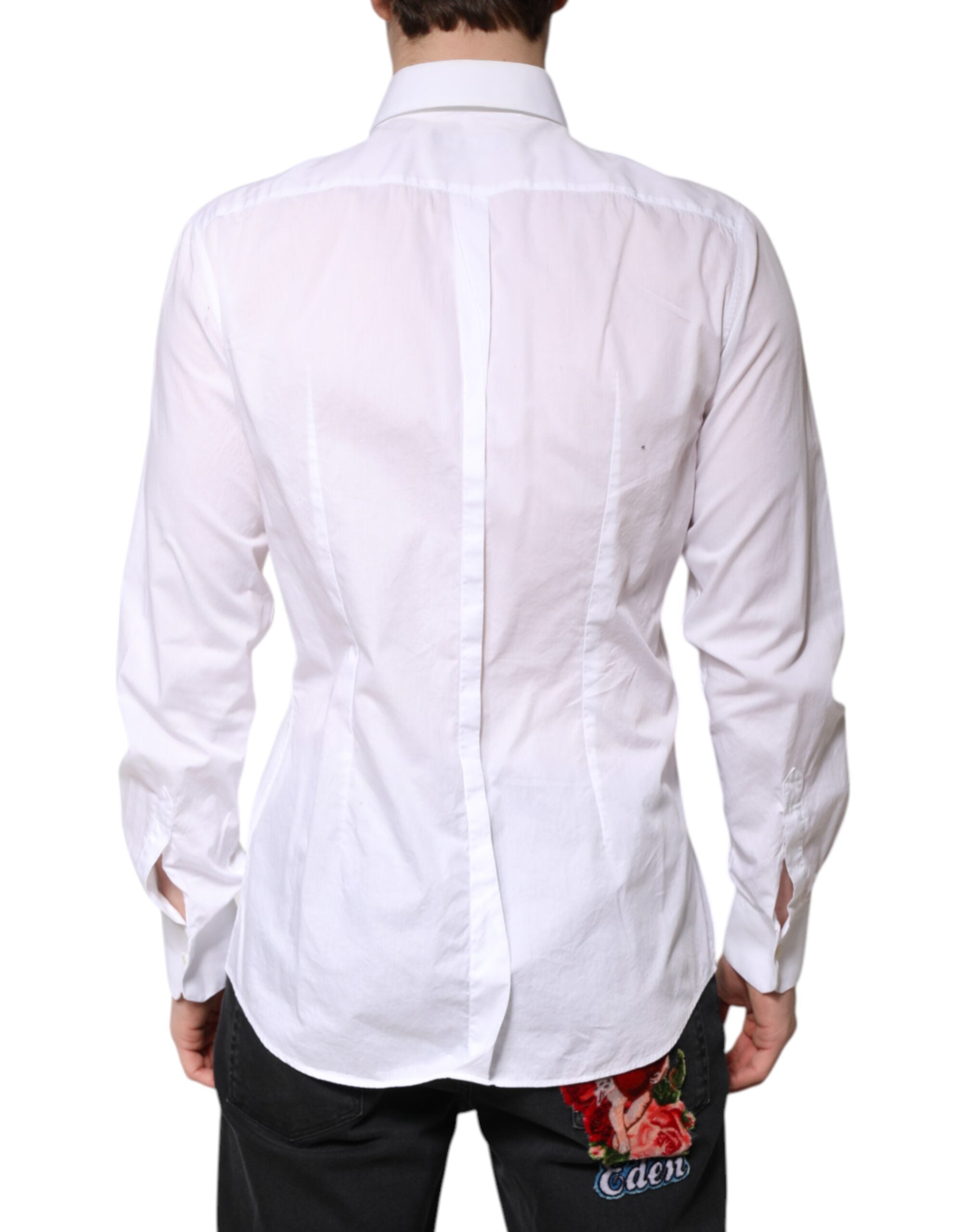 Dolce & Gabbana White GOLD Cotton Poplin Bib Men's Shirt